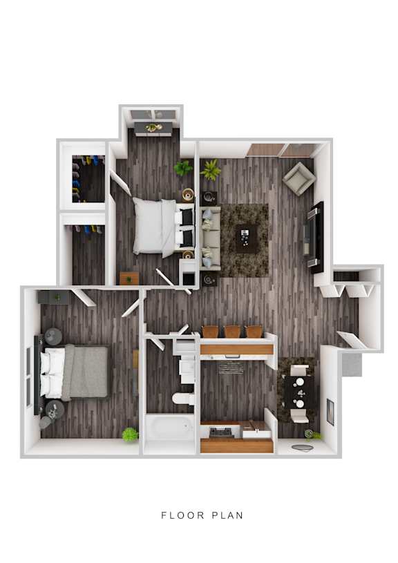 A floor plan of a house with a kitchen, living room, dining room, and bathroom.
