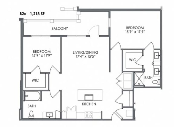 2 bed 2 bath floor plan H at Meeder Flats Apartment Homes, Pennsylvania, 16066