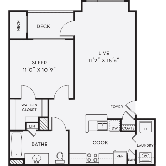 A1 Floor Plan at Merion Milford Apartment Homes, Connecticut, 06460