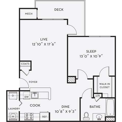 A4 Floor Plan at Merion Milford Apartment Homes, Milford, Connecticut