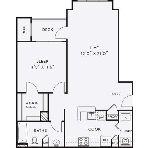 A5 Floor Plan at Merion Milford Apartment Homes, Milford, 06460