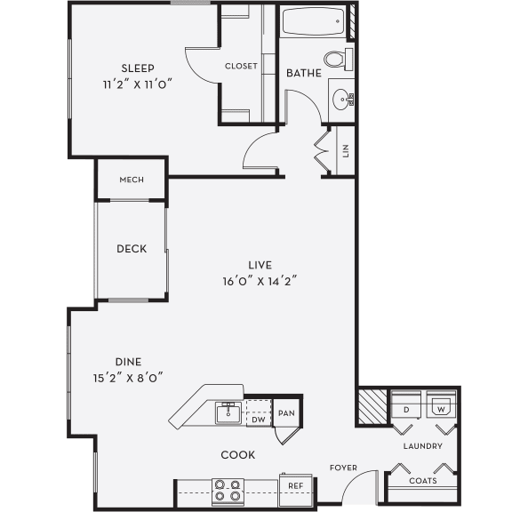 A7 Floor Plan at Merion Milford Apartment Homes, Milford, CT, 06460