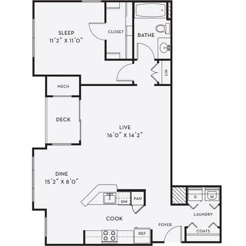 A7 Floor Plan at Merion Milford Apartment Homes, Milford, CT, 06460