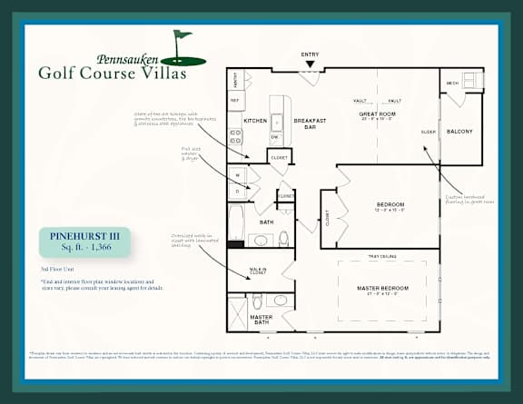 PinehurstIII Floor Plan at Pennsauken Golf Course Villas, PENNSAUKEN, NJ, 08109
