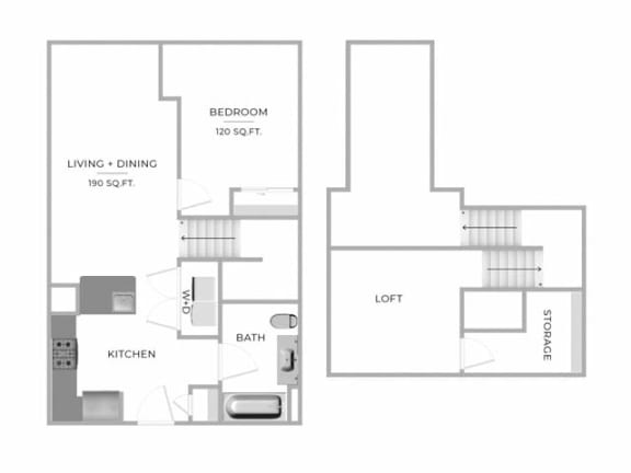 1 Bed 1 Bath Floor Plan at Merion Riverwalk Apartment Homes, Shelton, CT