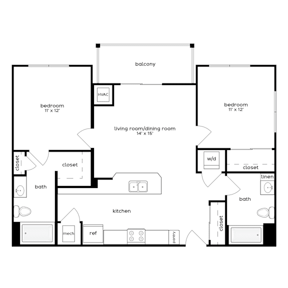 Floor Plan  Cheer Floor Plan at Heights at Black Bear Apartments, West Virginia