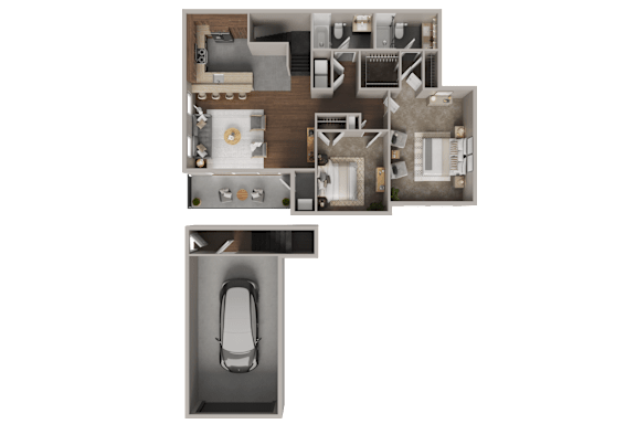 A floor plan of a house with a separate section for a bathroom.