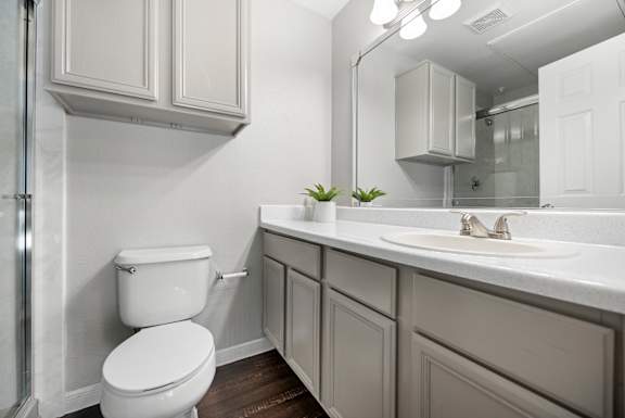 spacious bathroom with walk-in shower at Edgewood Village, Lewisville, TX