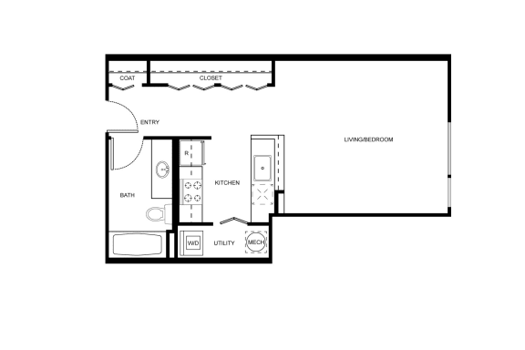  Floor Plan Studio, 1 Bath S1