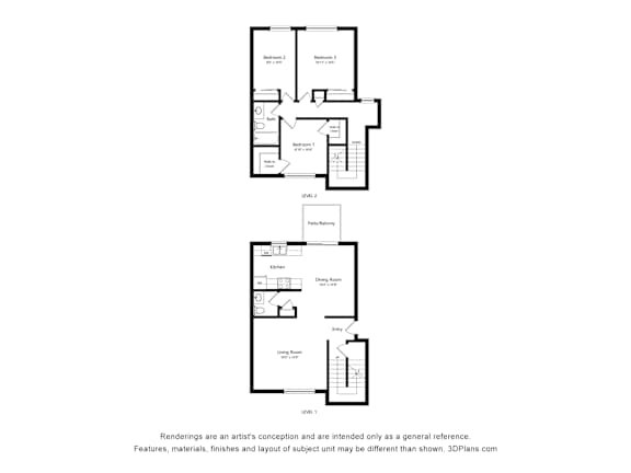 A drawing of a house with two levels and a basement.