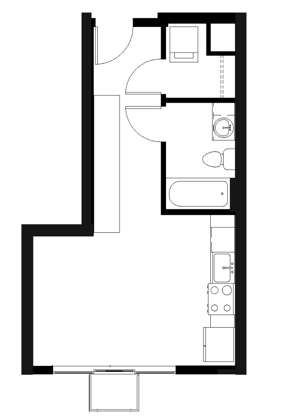 Floor Plan  Studio 1 Bath  S4