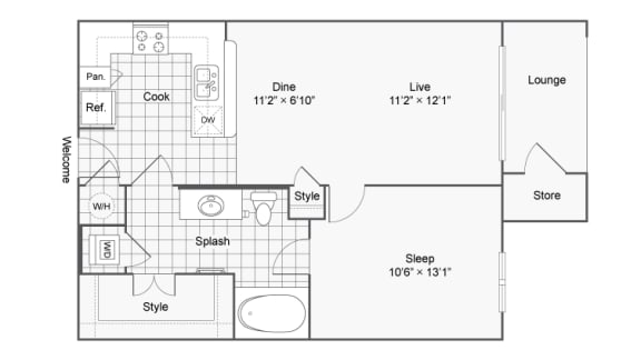 a1 Floor Plan at The Brookhaven Collection, Atlanta, 30329