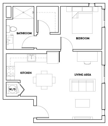 1BEDH-705F Floor Plan at Fedora Bliss LLC, California