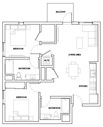 2BEDD-512F Floor Plan at Fedora Bliss LLC, California, 91367