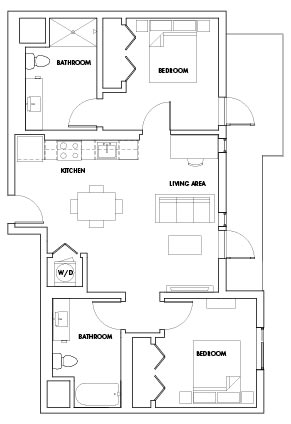 2BEDE-308F Floor Plan at Fedora Bliss LLC, Woodland Hills, CA