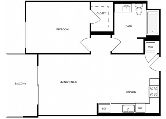 A2 Floor Plan at Mariposa on 3rd, Los Angeles, CA, 90004