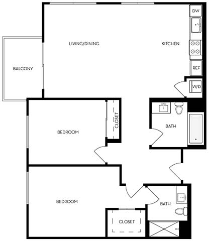 Floor Plan  B3 Floor Plan at Mariposa on 3rd, Los Angeles, 90004