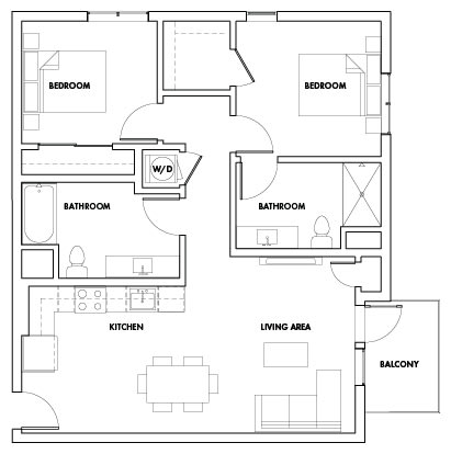 2BEDF-306T Floor Plan at Fedora Bliss LLC, Woodland Hills, CA