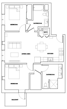 2BEDH-301T Floor Plan at Fedora Bliss LLC, Woodland Hills, 91367