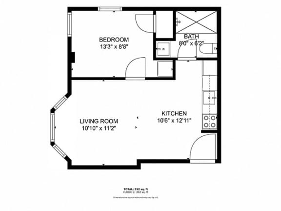 a floor plan of a house with a bedroom and a living room