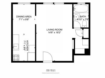 a floor plan of a living room and a bedroom
