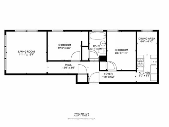 a floor plan of a small house with a bedroom and a living room