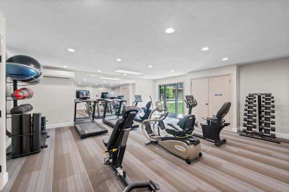 Bright Gym at Cloverset Active Adult Apartments, Kansas City