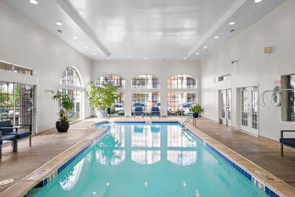Indoor Pool View at The Claremont Apartment Homes, Overland Park, KS 66210