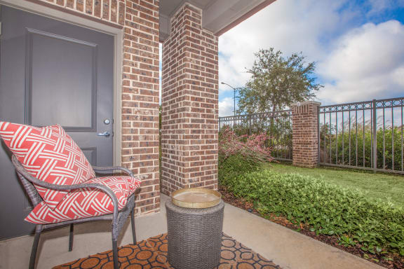 patio area at Ovation at Lewisville Apartments, Lewisville, Texas