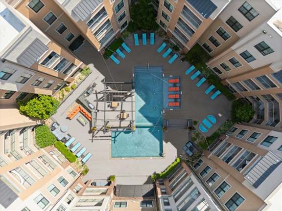 Tiered Pool with Tanning Deck at 46 Penn Apartment Homes, Kansas City, 64111