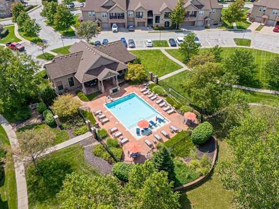 Aerial view of the property at Stonepost Ranch Apartments, Overland Park