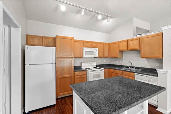 Modern Kitchen with small island at Deer Creek Apartment Homes, Overland Park, 66213