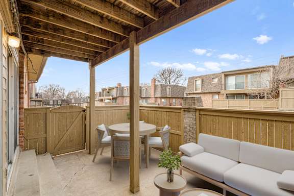 A private, covered, fenced-in patio.