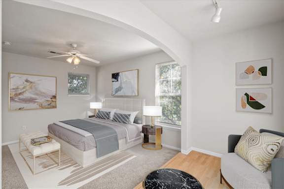 Bedroom with Natural Light and Oversized windows at Deer Creek Apartment Homes, Overland Park