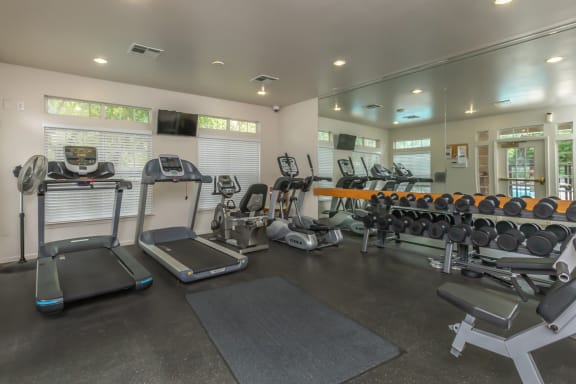 Fully Equipped Fitness Center at Crowne Chase Apartment Homes, Overland Park