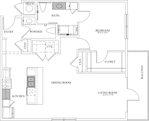 A1 Floor Plan at The Dorset, Kansas City, 64112
