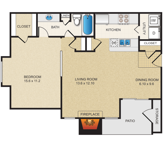 1 bedroom, 1 bathroom  at Creekview Apartment Homes, Texas, 75254