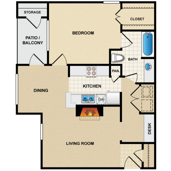 1 bedroom, 1 bathroom C at  Crescent Apartments , Lenexa, 66219