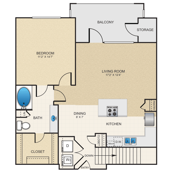 A3G Floor Plan, 2nd Floor at  Cypress at Lewisville Apartments , Lewisville