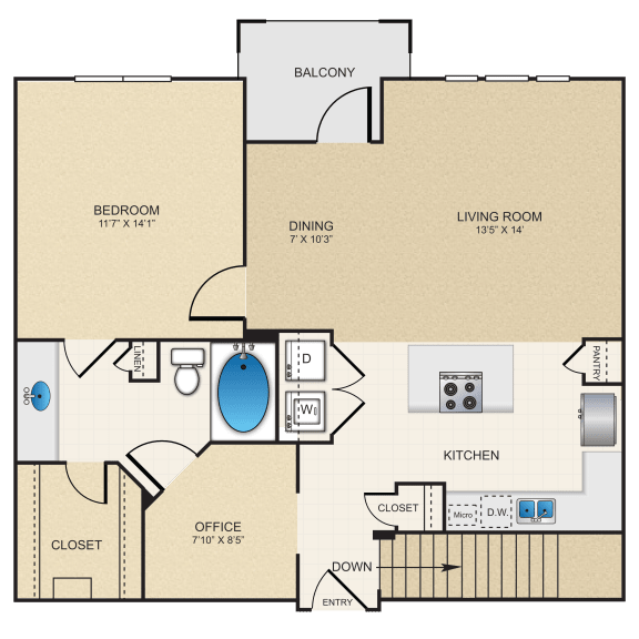 A4G Floor Plan, 2nd Floor at Cypress at Lewisville Apartments , Lewisville,75067
