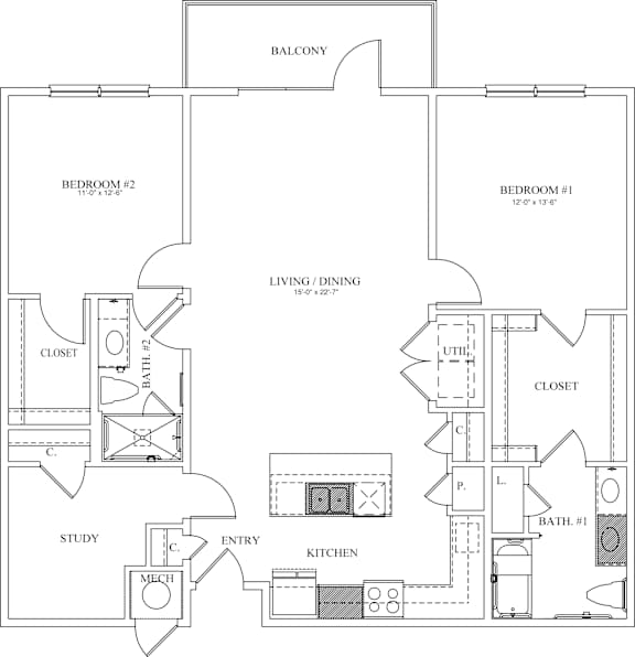 B2 Floor Plan at The Dorset, Kansas City, MO