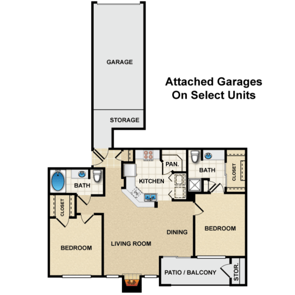 2 bedroom, 2 bathroom A at   Crescent Apartments , Lenexa