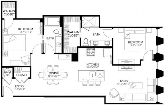 A black and white image of a house floor plan.
