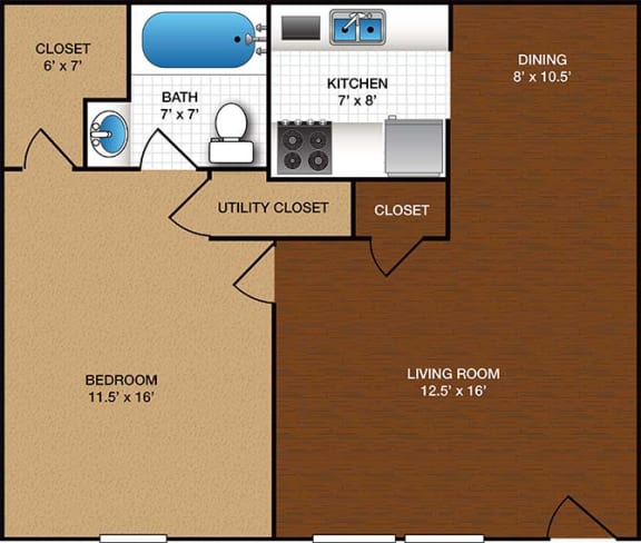 a1 floorplan at Bristol Pointe Apartments, Olathe, KS, 66062
