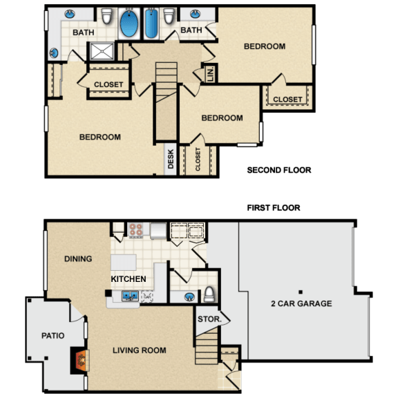 3 bedroom, 2.5 bathroom, townhome at Crescent Apartments , Lenexa, Kansas, 66219