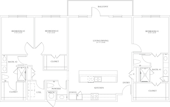 C2 Floor Plan at The Dorset, Kansas City, MO