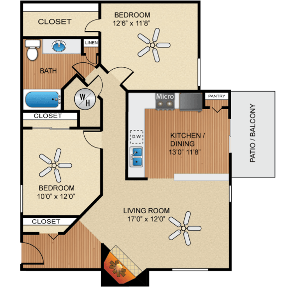 2 bedroom, 1 bathroom, upgrade at Deerfield Apartments, Kansas