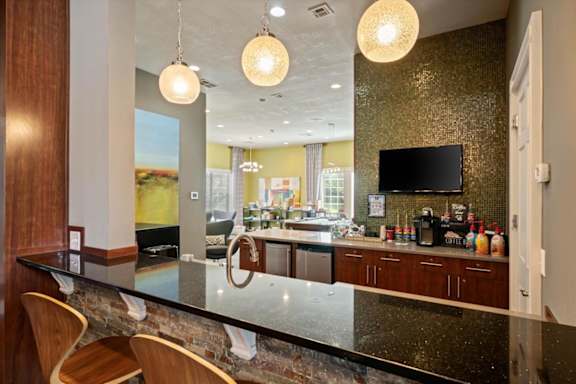 Clubhouse kitchenette at Creekside Apartments in Overland Park, KS
