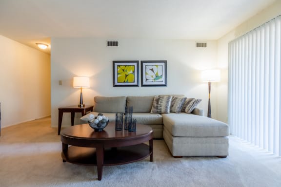Living Space Sofa at Louisburg Square Apartments & Townhomes, Overland Park, KS