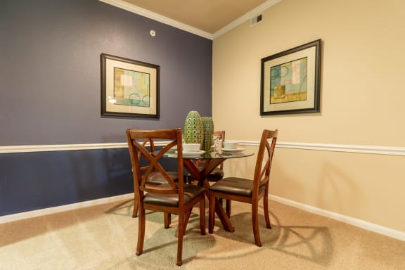 dining room with furniture within two bedroom floorplan at  Wade Crossing Apartment Homes , Frisco